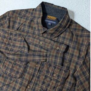 Pendleton Portland Collection Shirt Mens M Brown Plaid L/S Wool Quilted Patches